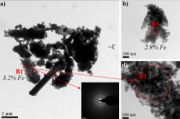 Observation par microscopie électronique en transmission de différents hydrates formés après 28 jours d’hydratation d’un échantillon contenant 30 % de laitier